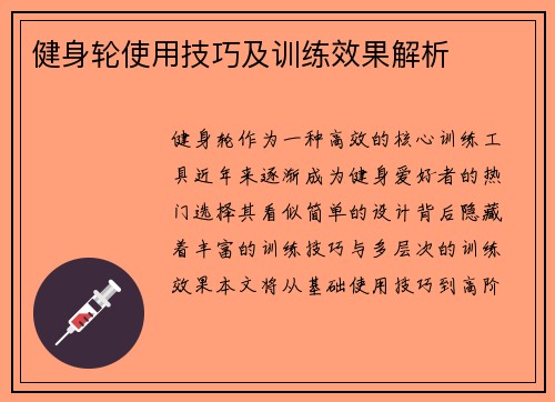 健身轮使用技巧及训练效果解析